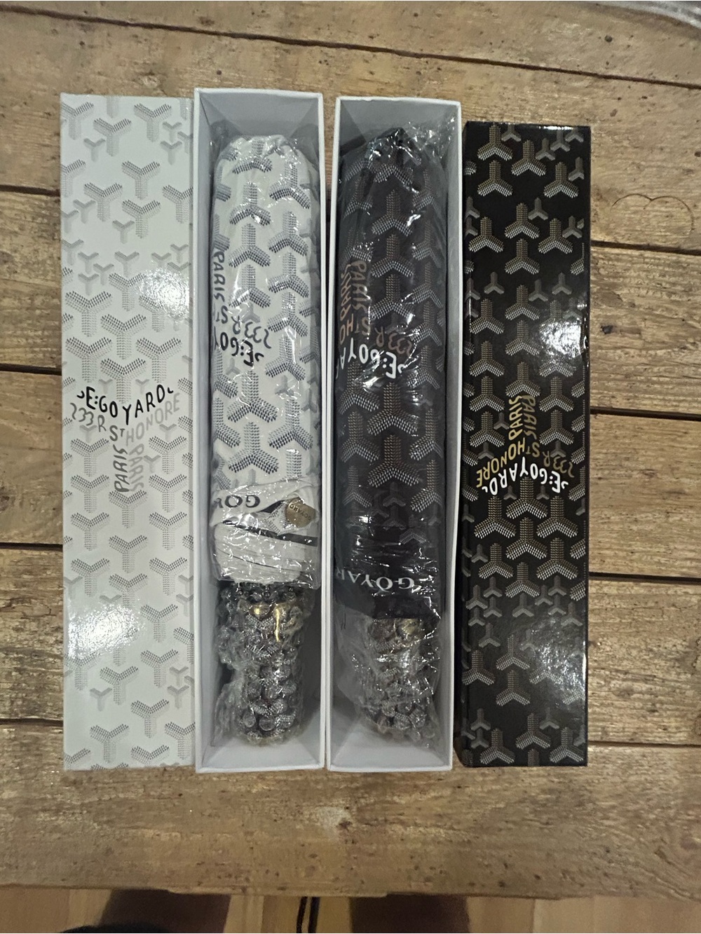 Goyard Black and White Folding Umbrella